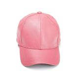 Color Blank Pu Leather 6 Panel Baseball Cap For Women Unconstructed Style