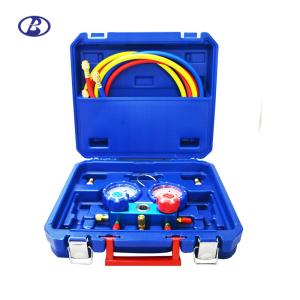 China Air Conditioner Manifold Gauge Set R410A R407C R22 R404A With Brass Adapter factory