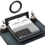 Poliform Onda Modern Upholstered Bed Metal Sofa Hotel Type Stainless Steel