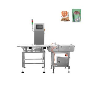 China Automatic 304ss Frame Check Weigher Machine With Air Blow Rejection factory