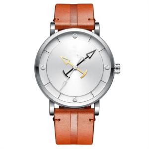 China Alloy Case Mens Casual Leather Watch 30 Meters Water Resistance Mineral Glass Mirror factory