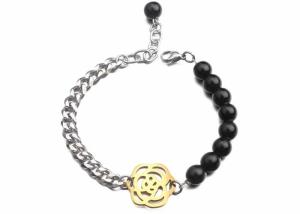 China String pearl bracelet women's hollowed out rose small accessories fashion black agate beaded necklace Yiwu wholesale factory