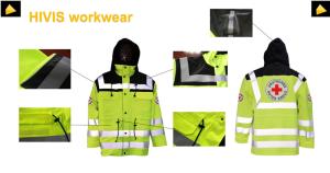 China 50 times Industrial washable Waterproof Hivis Work Jackets , Rain jacket for Rescue work factory