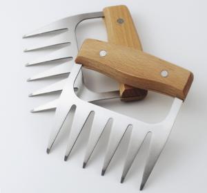China Bear Meat Claws Metal Pulled Pork Barbecue Claws with Wooden Handle factory