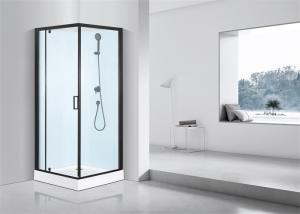 China Brushed Glass Shower Cabin with Black Painted Back Wall and 15cm Tray Height factory