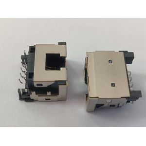 Right Angle RJ45 Female Connector , Shielded Low Profile RJ45