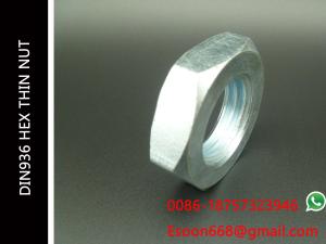 China DIN936 Hexagon thin nuts M3-M120 Size Range,Yellow Zinc Plating,Carbon steel grade 4.8 class factory