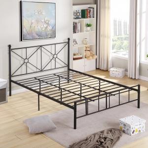 China Multiple Sizes Black Wrought Iron Headboard King Size Powder Coating Design factory