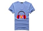 Cotton Polyester Fit V Neck T Shirts / Blank Knitted Cuffed Sleeve T Shirt