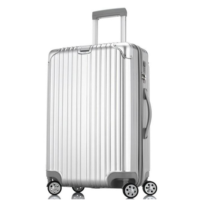 REACH Silver PC ODM Four Wheel Hard Shell Suitcase