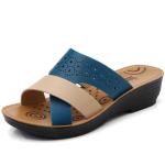 BS122 New Casual Orange Blue Slippers Female Summer Fashion Flat Non-Slip Outer
