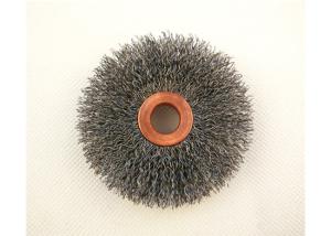China 38mm crimped wire wheel brush, 3/8'' Arbor hole ,thickness 7mm,wire diameter 0.008'' ,trim length 10mm factory