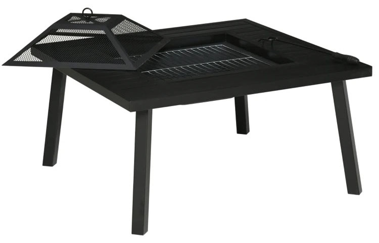Relax in Style Square Ceramic Wood Burning Fire Pit Table for Backyard Patio Garden Camping