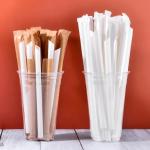 White PLA Cutlery CPLA Plastic Straws 12*210mm Heat Resistance