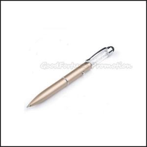 China Customed engraved crystal stylus ballpoint pen with LED for wedding business gifts factory