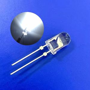 China Dip Traffic Warning Light LED Diode 5mm 45deg White Color 9000K 22000mcd Clear Lens With Stopper factory
