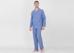 Yarnd Dyed Striped Mens Luxury Sleepwear With Button Through Shirt And Long