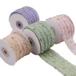 50mm Organza Ribbon With Dot Pattern Gold Foil Printed Polyester Organza Ribbon