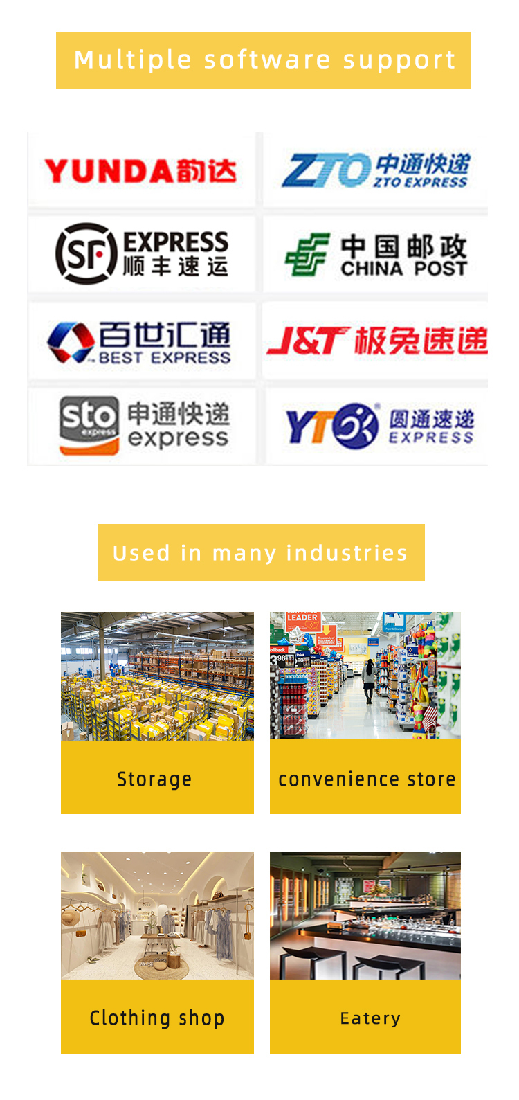 Label Express Waybill Product Price Sticker USB Bluetooth 3 Inch Thermal Barcode Printer For MAC OS Windows Android IOS