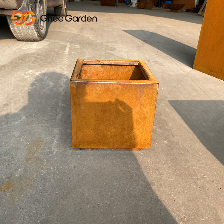 Manufacturers Directly Supply Large Square Corten Steel Rustic Metal Garden Planters