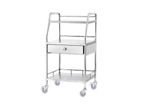 China Noiseless Four Castors Instrument Trolley Medical Dressing Trolley With Two Shelves factory