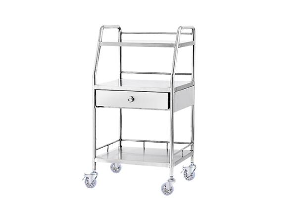 Noiseless Four Castors Instrument Trolley Medical Dressing Trolley With Two