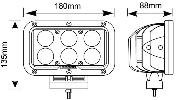 60W Rectangle high power with 6pcs*10w high intensity CREE LEDs for car truck