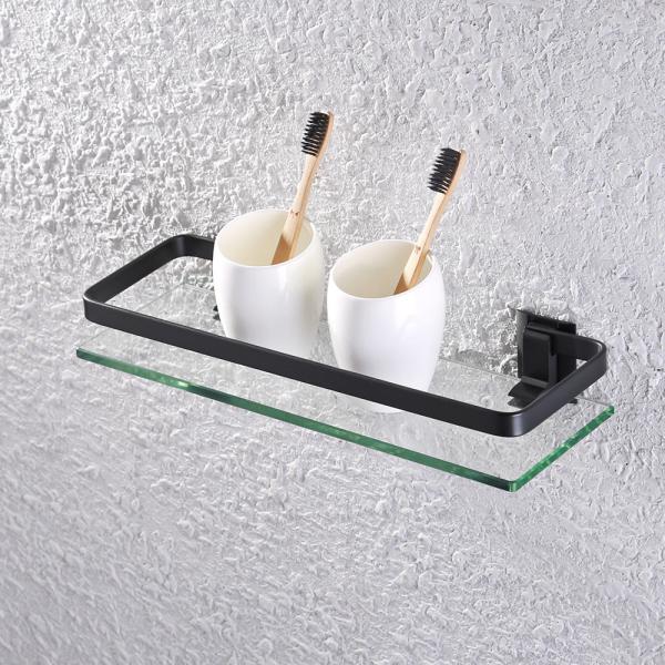 Single Layer Bathroom Towel Rack Rectangular Bathroom Glass Shelf Showe Cosmetic