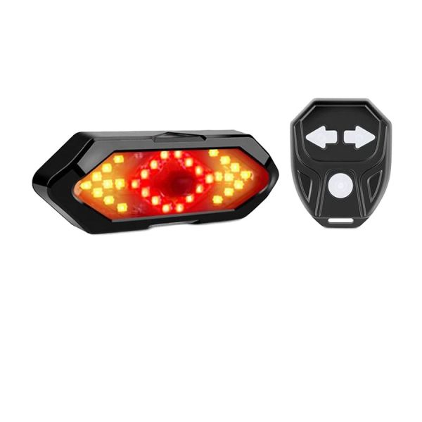 2KW LED Bike Light Wireless Remote Control USB Tail Lights for 2KW Bicycle
