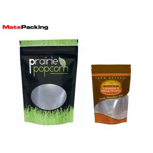 Transparent Window Front Foil Stand Up Pouches UV Printing Customized Design