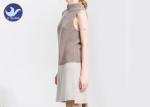 Mock Neck Sleeveless Womens Knitted Dresses Loose fitting Contrast Color