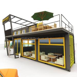 China Outdoor Restaurant Cafe Bar Container House 40FT Modern Design with Galvanized Steel Square Tubes factory