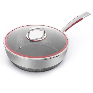 China Factory Direct Sale Silver Triply Stainless Steel Induction Cooker Fry Pan Nonstick Frying Pans factory