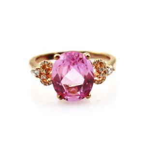 China Rose Gold Plated 925 Silver Ring with 8mmx10mm Oval Pink Cubic Zircon(R245) factory