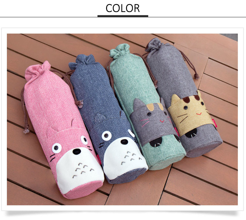 Cute Animal Print Organic Cotton Canvas Drawstring Beer Holder Bag