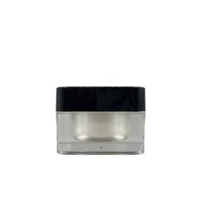 China Square Plastic Cosmetic Jars Small Containers Black Cap 15g 30g Customized Color factory