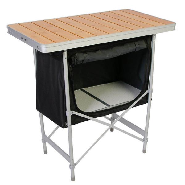 Lightweight Bamboo Tabletop Picnic Storage Cabinet for Outdoor Garden Patio