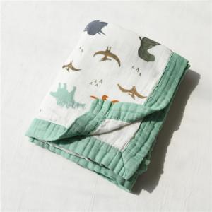 China Reactive Printing Tummy Time Blanket Fashionable Reusable Newborn Muslin Wraps factory