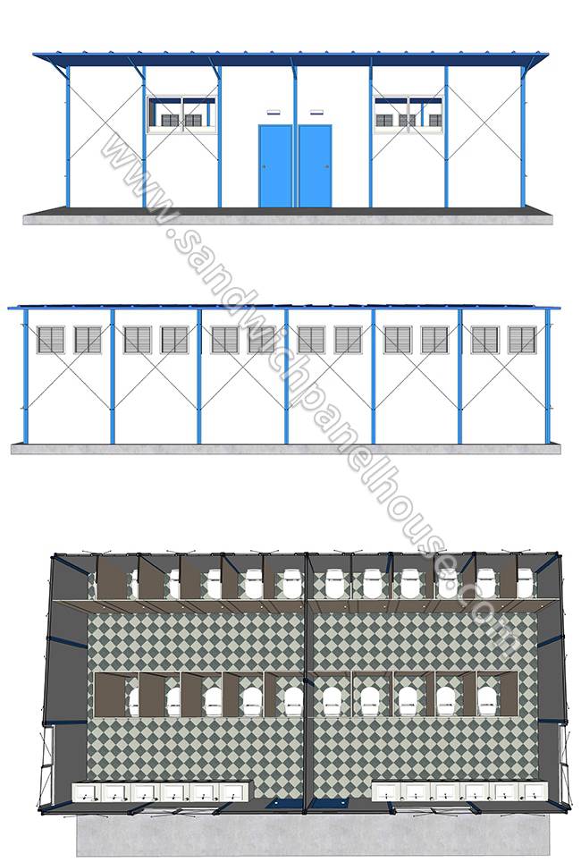 Light Steel Frame Prefab House Prefab Modular Homes For Staff Toilet And Shower