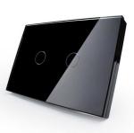 US / AU Standard Touch Wall Switch 2 gang Black/white Crystal Glass Panel Touch