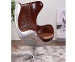 Aluminium Brass Vintage Leather Aviator Egg Chair Fiberglass Inner Frame