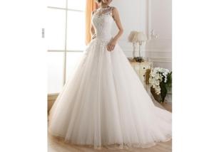 China Custom Color Ball Gown Bridal Dresses With Tulle Tail / Off Shoulder Wedding Ball Gown factory