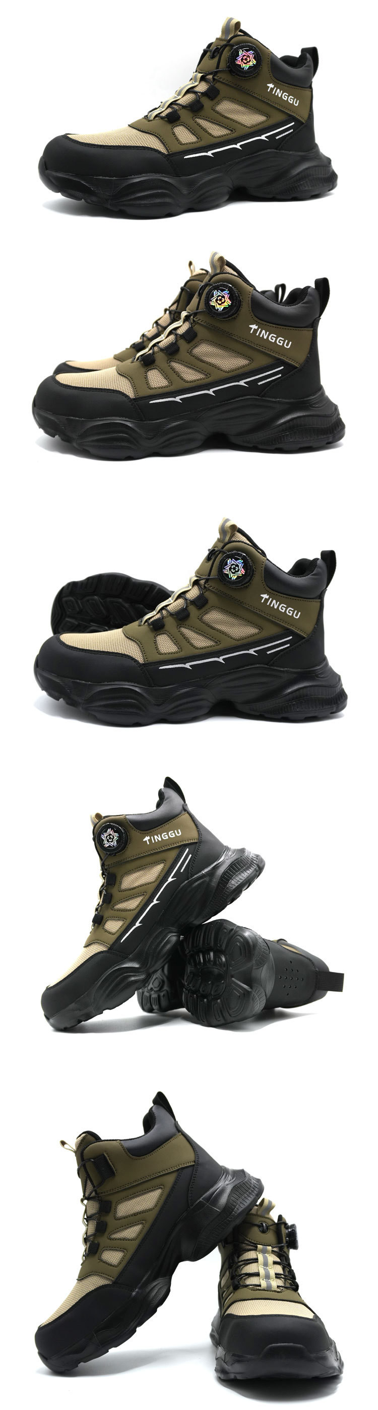 Unisex Microfiber Leather Work Shoes Steel Toe Anti Smashing Construction Safety Shoes
