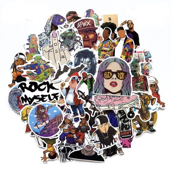 Hip Hop Style PVC Sticker Printing Variety Stickers Set Waterproof Laptop