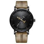Alloy Case Mens Casual Leather Watch 30 Meters Water Resistance Mineral Glass