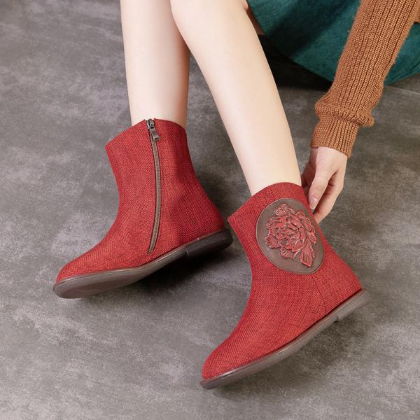 S098 Autumn and winter hot fashion boots women retro linen women's shoes leather