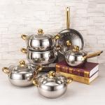 Best Selling Stainless Steel Cookware Set 12pcs Double Layer Cooking Pot Set