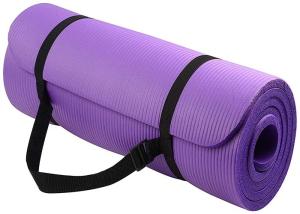China High Density Yoga Exercise Equipment Anti Tear NBR Yoga Mat With Carrying Strap factory