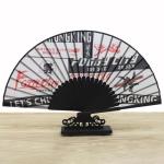 Big Clack Large Polyester Satin Bamboo Custom Hand Fan Rainbow Gay Pride 33Cm