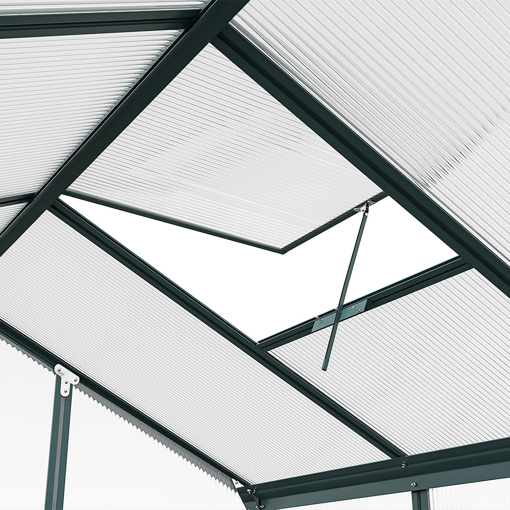 10x6 ft Transparent Garden Greenhouse Polycarbonate with 2 Vents Shed Type Transparent